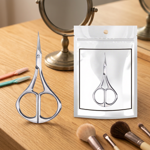 Professional Beauty Eyebrow Hair Trimming Brow <b>Scissors</b> Original Silver Color Stainless Steel Curved Sharp Blade Right-Handed - Product Image 4