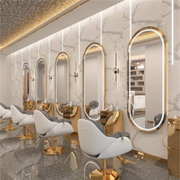 Miroir LED mural arqué rétroéclairé anti-buée personnalisé et moderne pour salon de beauté, barbier, salle de bain avec cadre en alliage d'aluminium