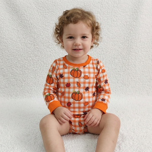 Lindo pelele transpirable con estampado de calabaza para bebé, sin mangas, cuello redondo, de algodón suave, para bebés y niños pequeños, ropa de verano unisex - Product Image 1