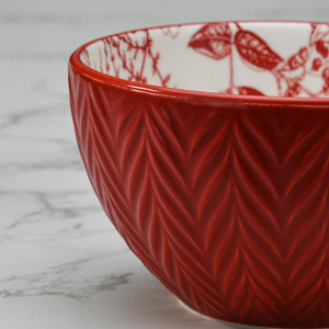 中国製ヴィンテージレッドフローラルデザインセラミックディナーセット24点、エレガントな食器セット - Product Image 3