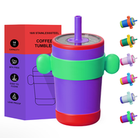 Gobelet de voyage réutilisable en acier inoxydable color-block anti-déversement pour café glacé et boissons froides avec paille