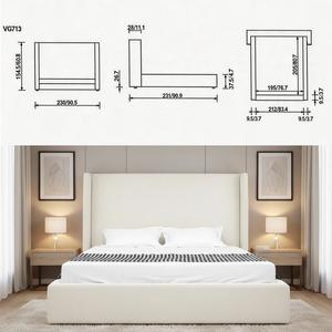 <span class=keywords><strong>Letto</strong></span> Moderno per Camera d'Albergo con Struttura in Legno Massello e Doghe, Set di Mobili di Lusso per Camera da <span class=keywords><strong>Letto</strong></span> per Appartamenti e Ville - Product Image 4