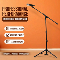 Support de microphone professionnel de haute qualité en gros - Métal + ABS Noir 51-186CM Hauteur flexible et durable