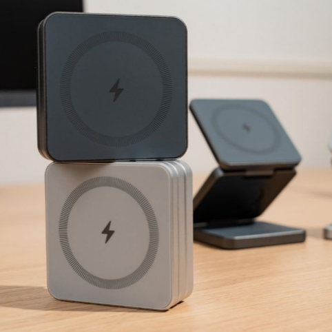 3-in-1 Foldable Magnetic Wireless Charging Station, Portable 15W Fast Wireless Charger for iPhone, Smart Watch, Earbuds