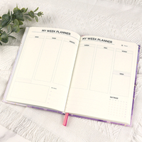 Échantillon gratuit Personnalité personnalisée Journal de réunion d'affaires Carnet de notes de luxe Planificateur de semaine pour l'école à couverture rigide imprimé laitier de voyage
