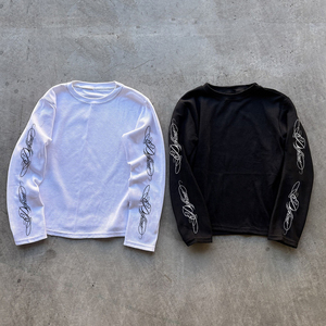 Luxury Wholesale Vintage Washed <strong>Waffle</strong> Long Sleeve T-<strong>shirt</strong> 260 Gsm Custom Logo T <strong>Shirt</strong> for Unisex - Product Image 3