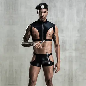 Sıcak satış seksi iç çamaşırı erkekler seksi Cosplay kostüm polis ceket şort üniforma erkekler için