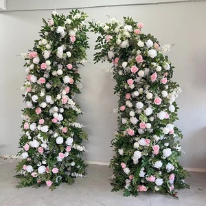 A-HOA004ดอกไม้ม้วนสีแดงฉากหลังดอกกุหลาบประดิษฐ์8FT x 8FT พร้อมขาตั้งสำหรับตกแต่งงานอีเว้นท์ - Product Image 2