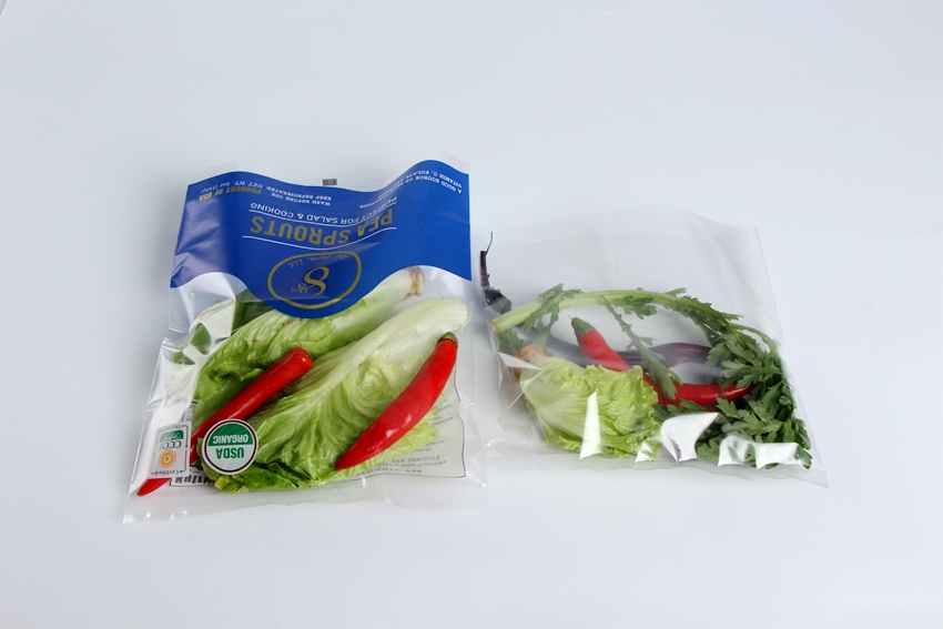 Fresh Lettuce Salad Fruits Pouches BOPP Anti Fog Leafy Vegetables Packaging Bags, vegebag, Print Logo