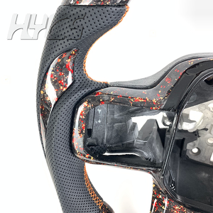 Accessoires de voiture, mise à niveau sportive, volant en fibre de carbone forgée pour <span class=keywords><strong>Ford</strong></span> <span class=keywords><strong>Raptor</strong></span> F150 <span class=keywords><strong>2021</strong></span> à 2025 avec cuir perforé - Product Image 4