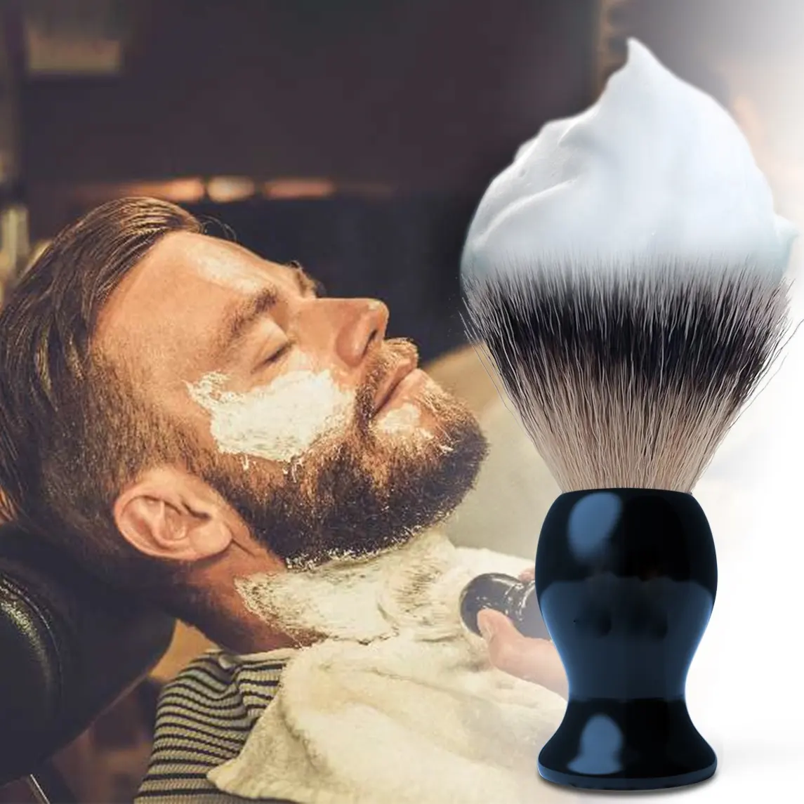 Pennello da barba sintetico all'ingrosso con Logo personalizzato campione gratuito per uomo