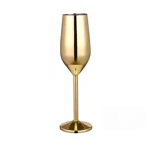 Copper Gold Silver Metals Wine Goblets 200ml Unbreakable Stainless Steel Red Wine Glass Champagne Flute For Party