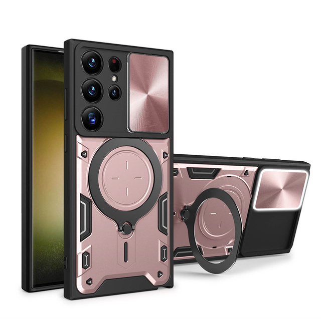 Heavy Duty Shockproof Rugged Magnetic Phone Ring Holder Slide Camera Lens case for Tecno Camon 40 Phone case Kickstand