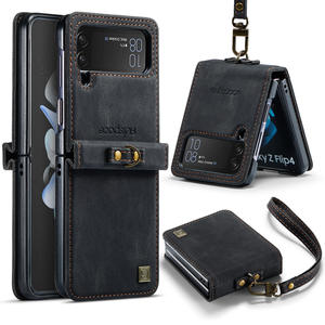 Étui de protection antichute et antichoc en cuir de luxe avec support pliable et cordon, plusieurs couleurs, pour téléphones <span class=keywords><strong>Z</strong></span> Flip 7 6 5 4 en PU - Product Image 1