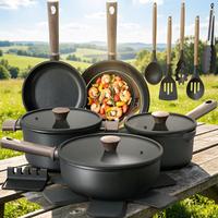 Ensemble de casseroles et poêles antiadhésives Astercook Home, saines, non toxiques, en titane, compatibles induction, sans PFAS/PTFE/PFOA/PFOS, avec couvercles en verre