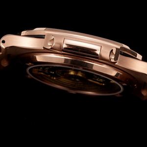 Rose Gold Premium Octagonal Gemstones Encrusted Bezel Homage <b>Watch</b> Porthole <b>Case</b> Horizontal Embossed Dial Automatic Wristwatch - Product Image 4