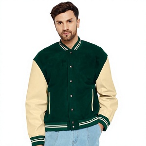 Stylish Casual Men's Varsity Letterman <b>Jacket</b>-Lightweight Embroidered Details Contrast Sleeves Soft Inner Lining OEM Service - Product Image 5