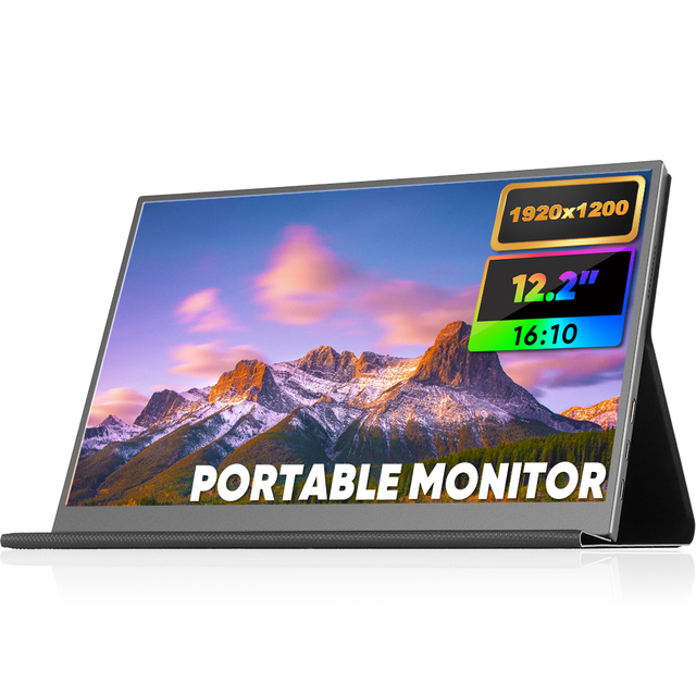 12.2 Inch IPS PC Portable Monitor 1920*1200 Type-C Dual Built-in Speakers 60Hz HD VESA Stand Business Screen Black