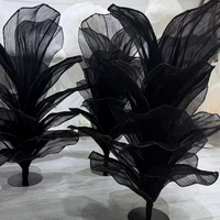 T-BF021 Kreative Maßgefertigte Riesige Schwarze Plissierte Stoff-Organza Material Tisch-Kunstblumen für Hochzeit Heimdekoration