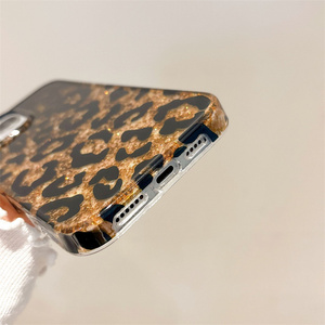 เคสโทรศัพท์กากเพชรลายเสือดาวสีดำรูปใบไม้สีทองมีสไตล์สำหรับ <span class=keywords><strong>iPhone</strong></span> 16 15 14 13 PRO MAX เคสด้านหลังลายสัตว์กันกระแทก - Product Image 6