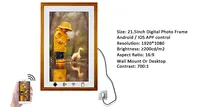 Layar LCD Digital Signage Kayu Seni 21,5 inci untuk Dalam Ruangan dengan Sistem Android, Pemutar Video, Jam, dan Dukungan MP4/MP3, Dapat Dipasang di Dinding
