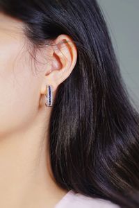 Xinfly 18k Real Gold and 1.36CT Blue Sapphire and 0.40ct Nautral Diamond <b>Clip</b> Earring for Ladies Women for Gift - Product Image 5