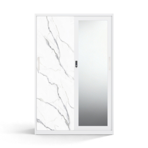 Armoire en acier à motifs avec 2 portes coulissantes et miroir 1200 mm - Product Image 1