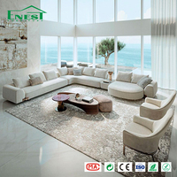 Canapé sectionnel de luxe minimaliste italien Enest Villa, personnalisable en ensemble complet, grand canapé en tissu en forme de L, ensemble moderne pour salon