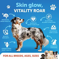 Huile de saumon non-OGM enrichie en vitamine E pour un pelage brillant – Flacon pompe pour chiots/chatons – Soin de la peau à absorption rapide – Santé digestive sensible