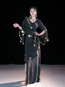 Abito per Danza del Ventre Nuova Collezione Set Stile Folk per Gruppo di Danza Orientale Costume per Danza del Ventre - Product Image 5