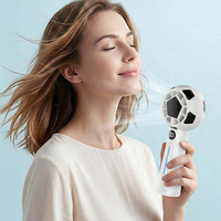 Tragbarer Fußball-Fan-Geschenkventilator, Akku 1800mAh, stufenlos, 100 Geschwindigkeitsstufen, großer Wind, digitale Anzeige, Fußball-Handventilator, Taschenventilator