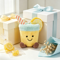 Peluche Kawaii en forme de boisson à la limonade avec tranche de citron et paille, vente en gros d'usine pour activités promotionnelles