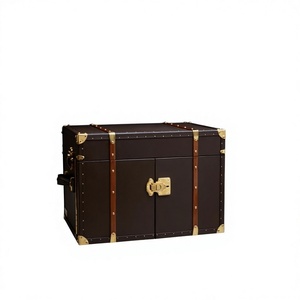 Vintage Leather Classic Rectangular Jewelry <b>Box</b> with Lid Hinged Design <b>Beige</b> Brown Multifunction <b>Storage</b> Organizer Hampers - Product Image 2