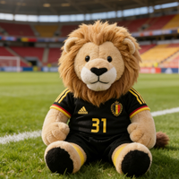 Peluche Lion de Football Personnalisée en Coton avec Numéro et Nom – Prise en Charge OEM/ODM – Excellent Cadeau pour les Amateurs de Football et Anniversaires