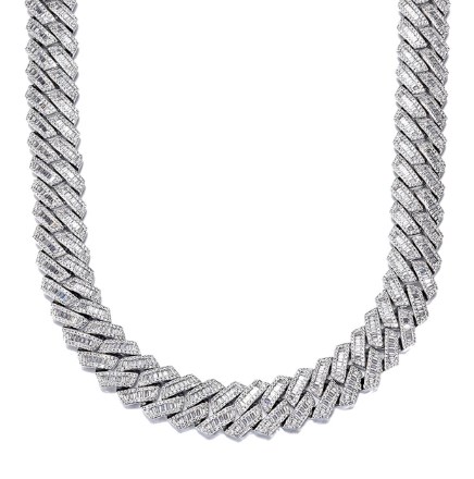 N03316-3rang Baguette Cubaine 21mm-Argent