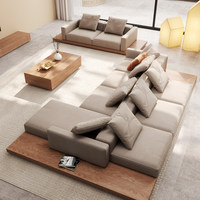 Canapé d'angle convertible de luxe italien en forme de U, mobilier de salon moderne et simple, en coton et lin amovible et lavable pour villa