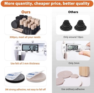 Hai Màu sắc chống xước tự dính bảo vệ sàn 300pcs cảm thấy miếng đệm đồ nội thất bàn ghế sàn chân tùy chỉnh khuôn cắt - Product Image 3