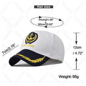 Nouvelle casquette de baseball en coton blanc à 5 panneaux avec logo brodé personnalisé, casquette de capitaine de yacht, bateau, <span class=keywords><strong>marin</strong></span>, pour hommes et femmes - Product Image 3