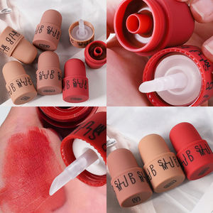 VIBELY bubuk bibir Matte, bubuk lumpur perona pipi wajah beludru Mudah mewarnai bibir dan pipi penggunaan ganda mulut putih bibir merah - Product Image 4