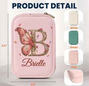 Boîte à bijoux de voyage minimaliste en cuir personnalisée avec lumières LED tricolores cadeau de fête des mères ou d'anniversaire pour maman et fille - Product Image 6