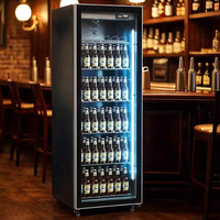 Vitrine Réfrigérée Commerciale Monotempérature en Acier Inoxydable 220V avec Refroidissement par Ventilation et Porte Vitrée Mécanique