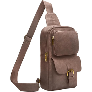 Premium Genuine Leather Vintage <b>Sling</b> <b>Bag</b> Small Messenger <b>Bag</b> with Zipper Buckle Closure <b>for</b> Everyday Carry and <b>Travel</b> - Product Image 1