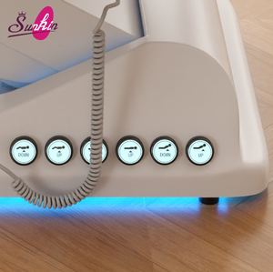 Lit de massage avec base lumineuse LED de luxe, commande au pied, 3 moteurs, haute capacité de charge, cuir synthétique, mobilier commercial pour hôtel et salon - Product Image 2