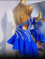 Robe de concours de danse latine à sequins et strass, robe de performance à ourlet asymétrique, robe de performance de danse latine haut de gamme à franges