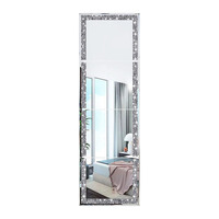 Full Length and Tiles Crystal Crush Full Body Wall Diamond Mirror 4PCS Glass Frameless Make up Mirror and Room Mirror
