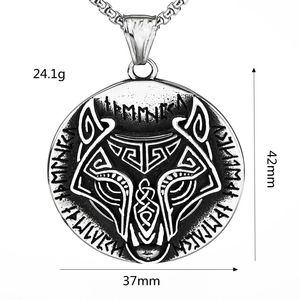 Collar con Colgante de Lobo Celta de Acero Inoxidable para Hombre, Estilo Nórdico Vintage, Diseño Geométrico con Temática Animal, Joyería de Regalo - Product Image 5