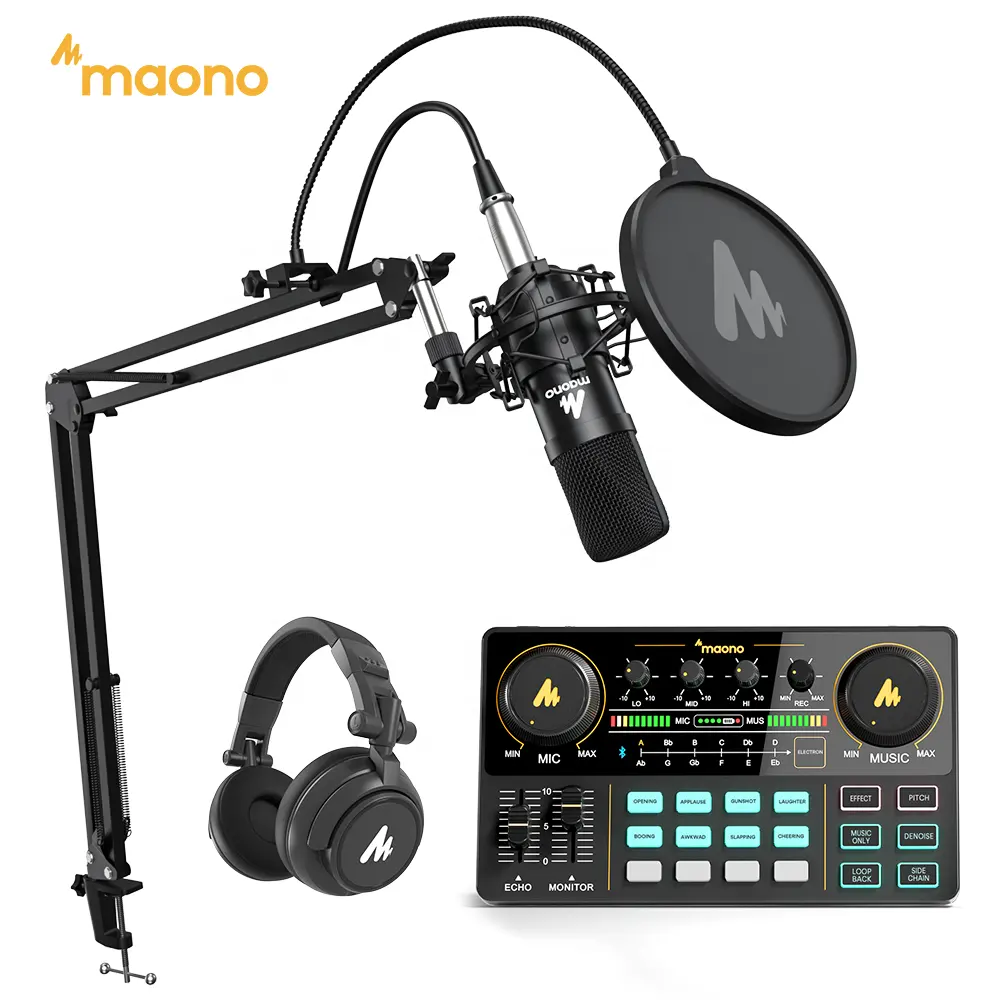 MAONO CASTER Live-Soundkarte Audio-Schnitts telle Mixer Telefon Mikrofonst änder Podcast-Ausrüstung Bundle Externe Podcast-Soundkarten