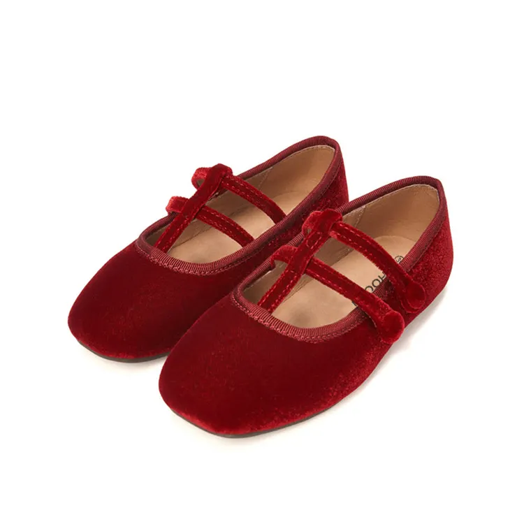 CHOOZII Nouveau Style Enfants Filles Haut De Gamme Florence Rouge Velours Upper Mary Jane Chaussures