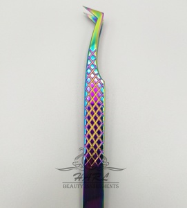 Pince à épiler professionnelle en acier inoxydable Rainbow Shade pour extensions de cils, personnalisation de la pointe pour extensions de cils russes en volume, pointe en fibre - Product Image 2