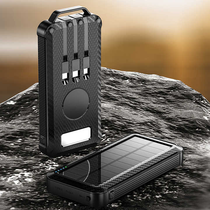 Best Selling Items Outdoor Waterproof Portable Solar Energy Power Bank Fast Charging Power Bank With Cable